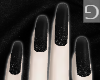 ⅁ Black Glitter Nails