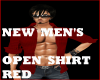 new men's open shirt red