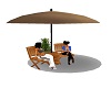 Patio seats w/ umbrella