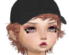 KH*short blonde and hat