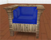 Blue Cush. Bamboo Chair