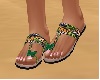 Green wax sandals