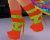 Orange and green boots