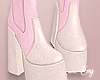 Rosette Boots Pink&Cream
