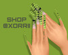 green & blk chrome nails