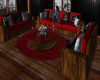 Red cabin sofa and table