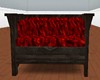 Red silk iron couch