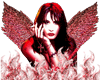red angel with flames