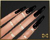 Black Nails - Gold Rings