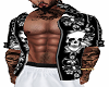 Open Shirt Black Skulls