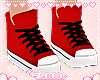 ❥ red / black converse