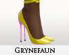 Yellow & P heels nylons
