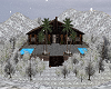 snowy  mountain cabin