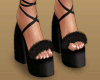 K Black Fur Sandals