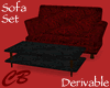 CB Red Faux Sofa Set