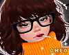 [fit]cute halloween nerdy girl orange sweater socks mystery ghost hunter cartoon geek boo glasses