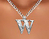 Letter W Necklace Silver