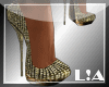 L!A gold pumps