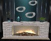 White and Teal Fireplace