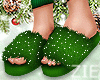 Furry Slippers Green