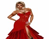 fire red ruffle dress