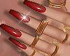 Red Nails + Gold Rings
