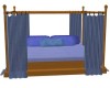 Wood/blue bed. Open plan