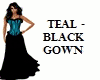 teal black gown