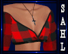 LS~PLAID TOP RED