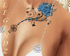 Blue Rose Chest Tattoo