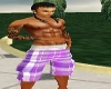 purple plaid shorts
