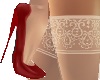 Cream-red stockings+heel