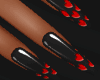 Black Red Heart Nails