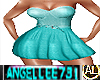 CYAN STRAPLESS DRESS