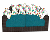 Wicker Floral Lge Couch