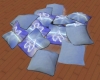 blue pillows with poses