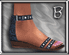 [B]Studded Denim Sandals