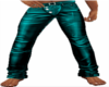 Teal Leather Jeans 