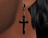 ~CR~Cross Black  Earring