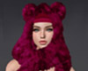 Teddy Fur Hat&Scarf Plum