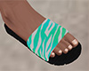 Teal Gray Tiger Stripe Sandals (M)