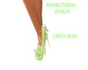 green hearts heels