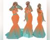 Peach TealChiffonGown