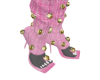 pink denim studded boots
