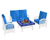 White and blue Patio Set