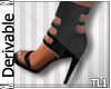~T~Black Leather Sandals