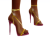 Raspberry/Gold heels