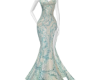 Teal and Off White Gown