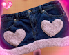 ! fur heart denim skirt