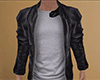 Black Leather Jacket / Tee (M) drv